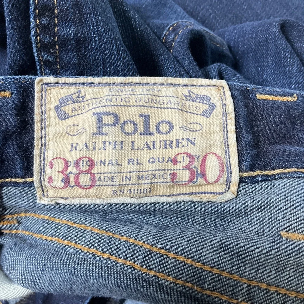 Polo Ralph Lauren Jeans Mens 38x29 Blue Cotton Straight Leg‎ Authentic Dungarees
